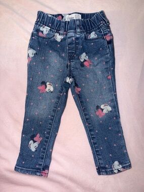 Disney Girls Dark Blue Minnie Mouse Print Jeans with Pink Accents